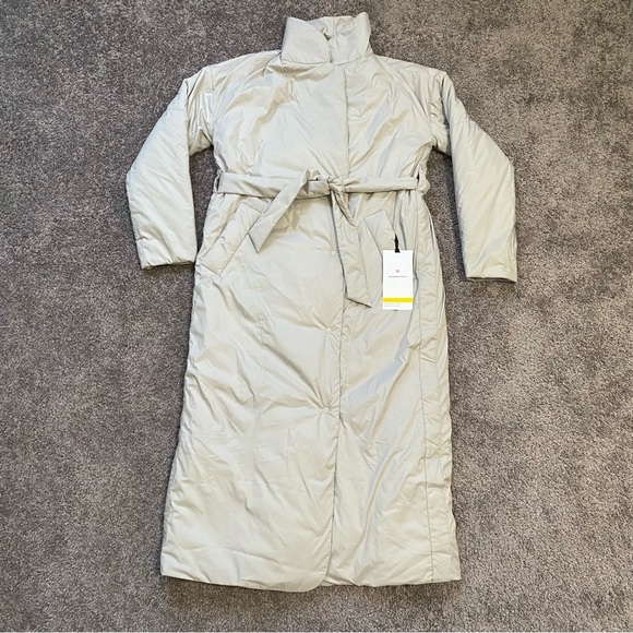 Lululemon Insulated Trench Coat Jacket Raw Linen Ivory RWLI Women's Size 4-8 NWT - Picture 1 of 12